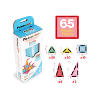 PicassoTiles 65pc Nano Magnetic Tiles Travel Set with Carry Zipper Bag
