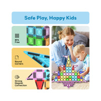PicassoTiles 65pc Nano Magnetic Tiles Travel Set with Carry Zipper Bag