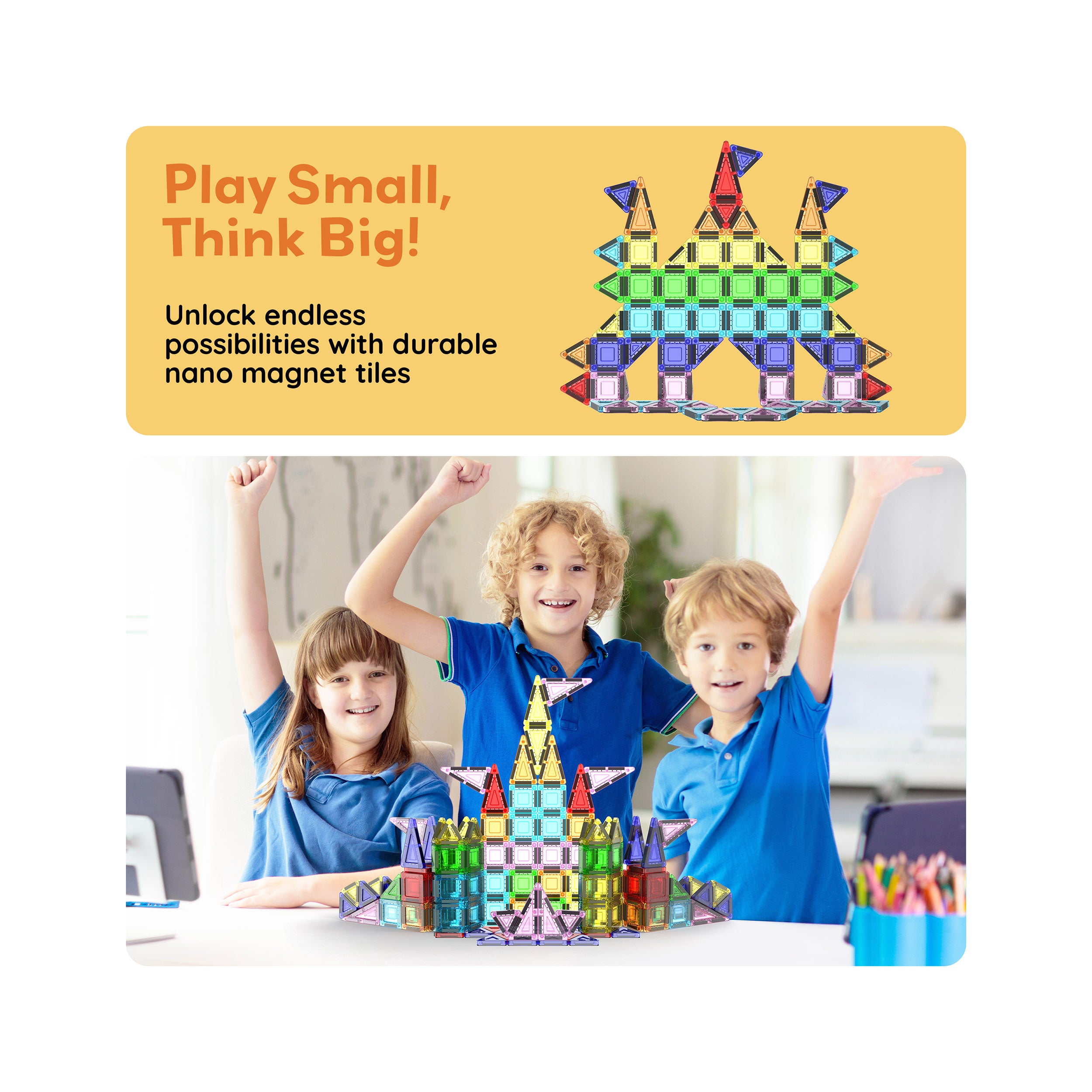 PicassoTiles 65pc Nano Magnetic Tiles Travel Set with Carry Zipper Bag