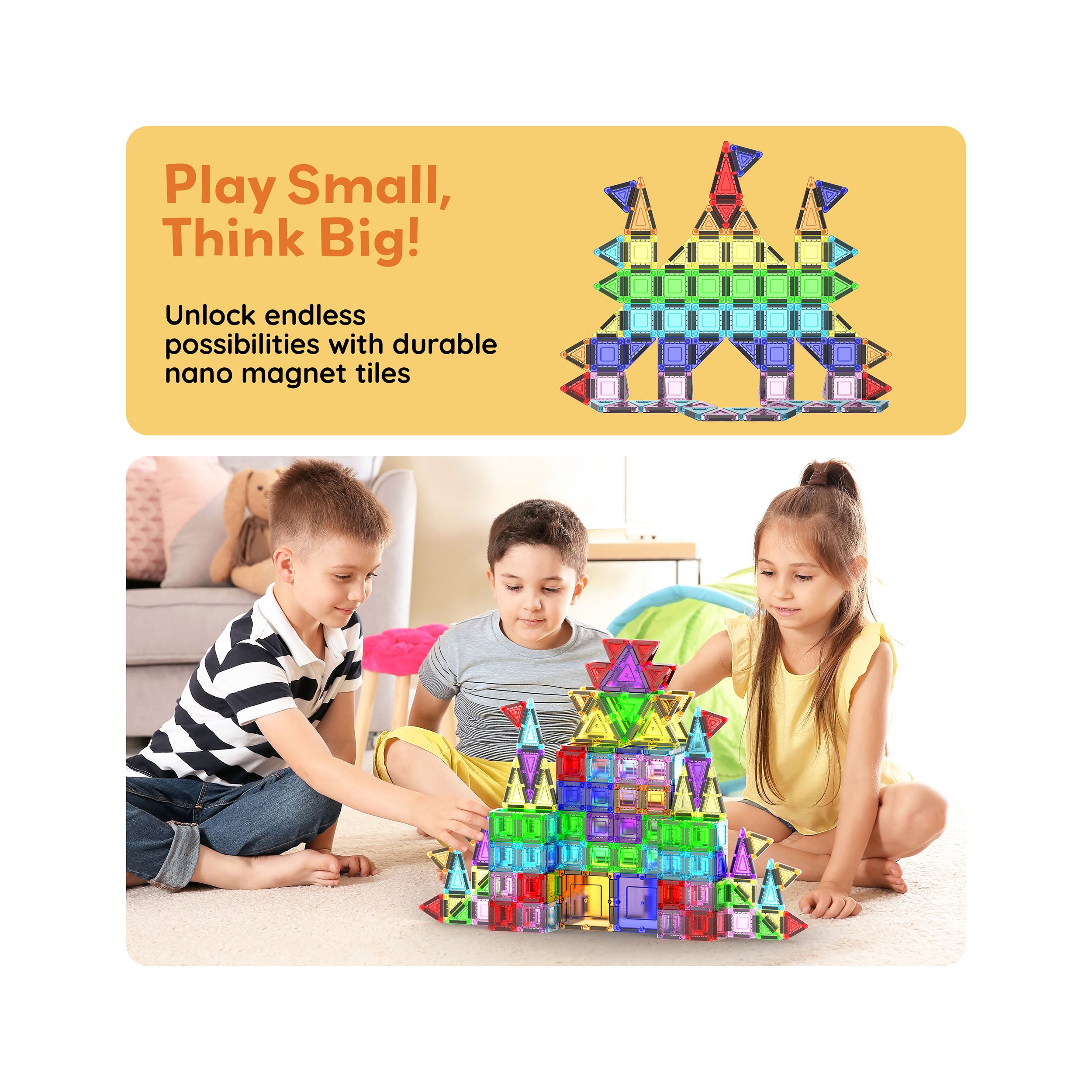 PicassoTiles 100pc Nano Magnetic Building Tiles Construction Travel Set