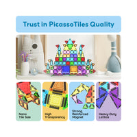 PicassoTiles 100pc Nano Magnetic Building Tiles Construction Travel Set