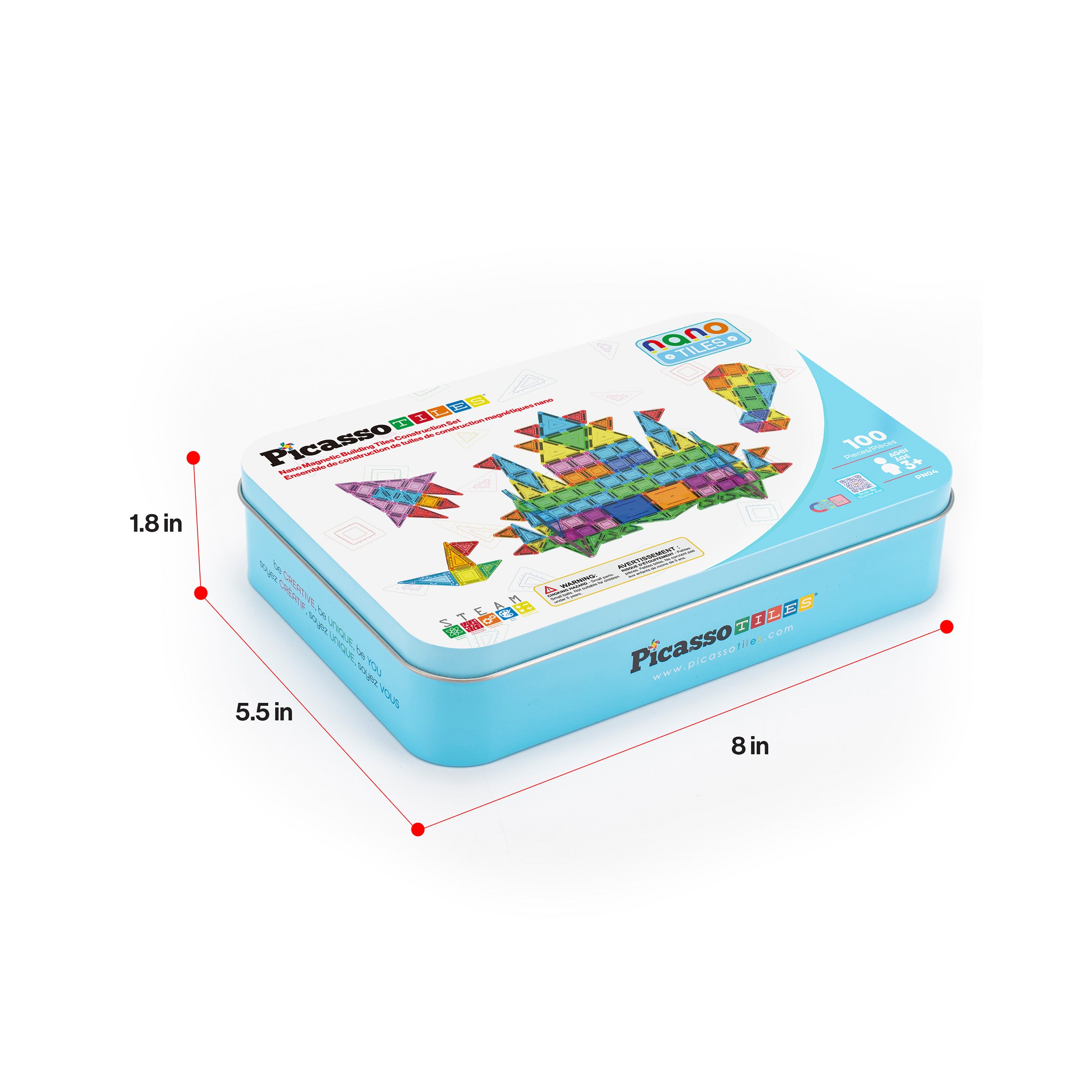 PicassoTiles 100pc Nano Magnetic Building Tiles Construction Travel Set