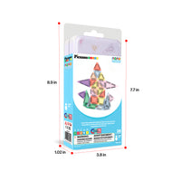 PicassoTiles 26-piece nano magnetic tiles set box with dimensions (8.9 in x 3.8 in x 1.02 in).   