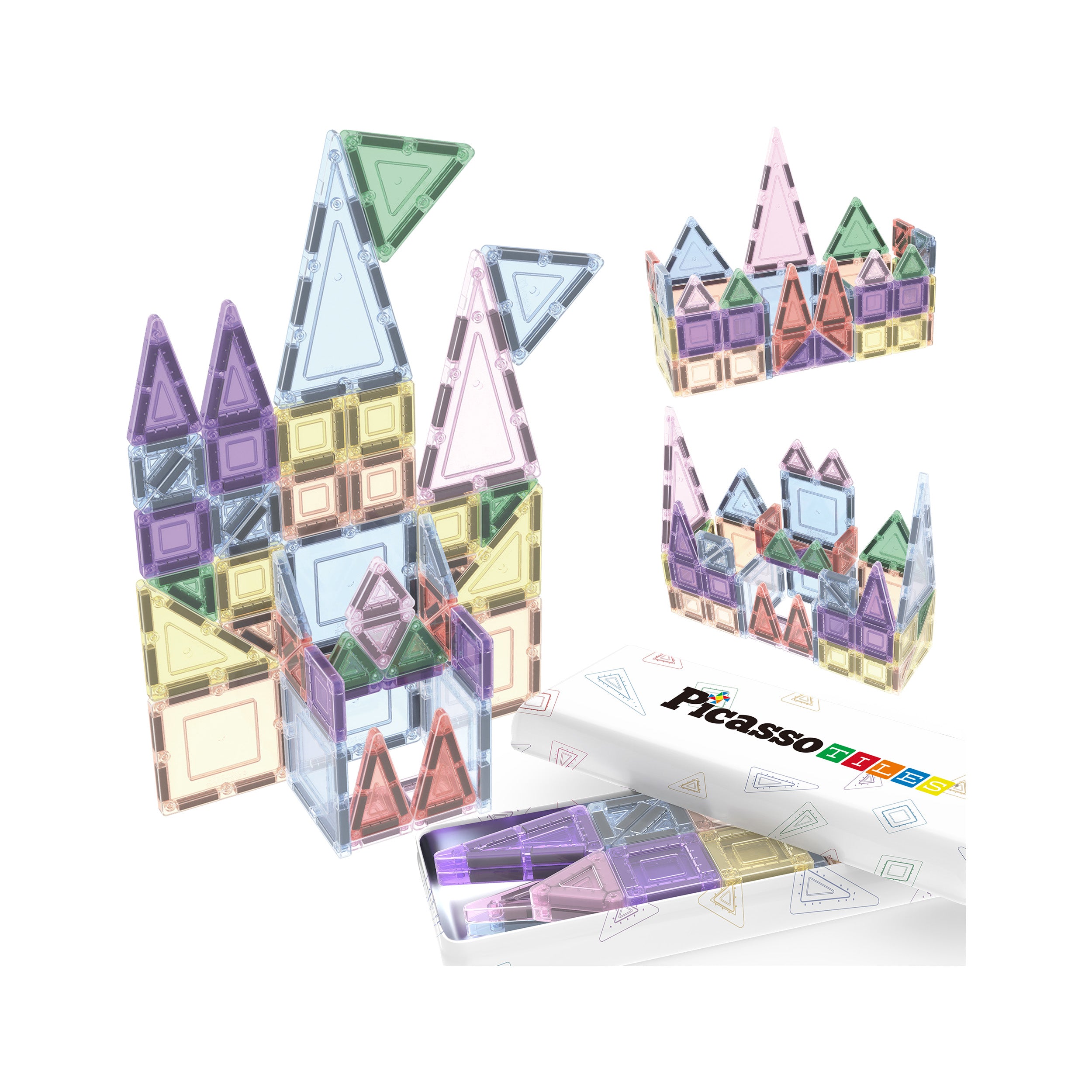 PicassoTiles 50PC Nano + Full-Size Magnetic Travel Set Ages 3+