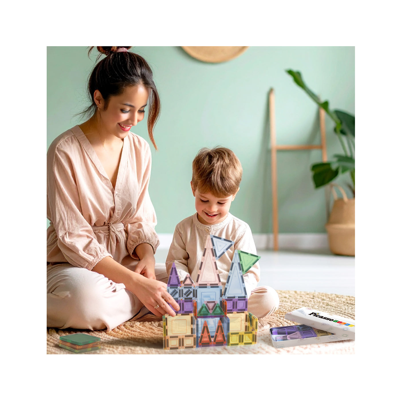 PicassoTiles 50PC Nano + Full-Size Magnetic Travel Set Ages 3+