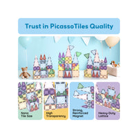 PicassoTiles 50PC Nano + Full-Size Magnetic Travel Set Ages 3+