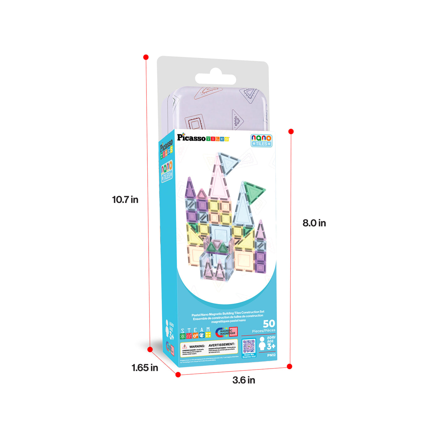 PicassoTiles 50PC Nano + Full-Size Magnetic Travel Set Ages 3+