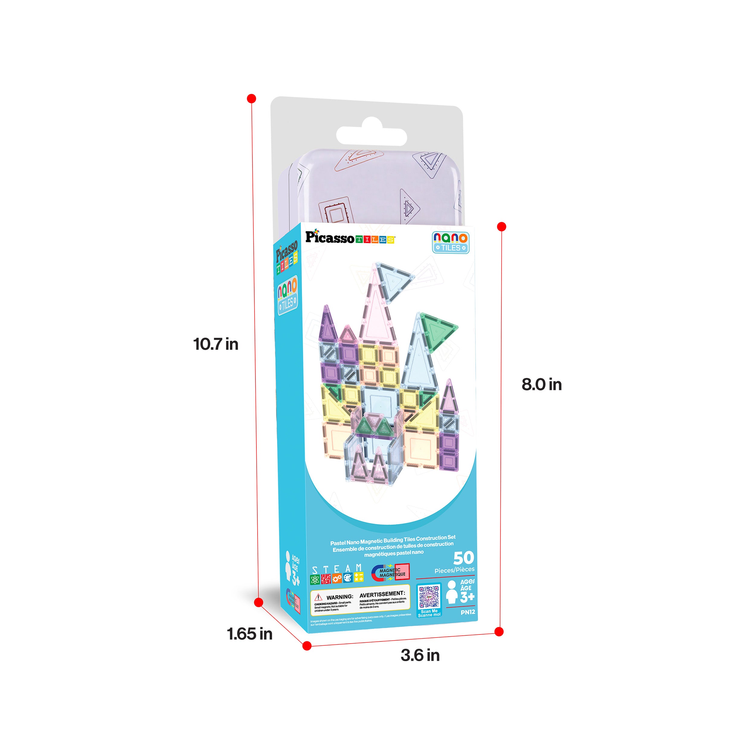 PicassoTiles 50PC Nano + Full-Size Magnetic Travel Set Ages 3+