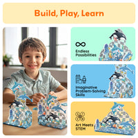 PicassoTiles Mini Magnetic Tiles Travel Set Aquarium 40pc