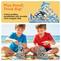 PicassoTiles Mini Magnetic Tiles Travel Set Aquarium 40pc