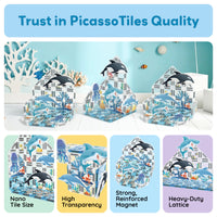PicassoTiles Mini Magnetic Tiles Travel Set Aquarium 40pc