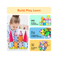 PicassoTiles Magnetic Tile Building Set with Windows and Doors - 21 Pieces