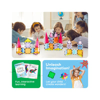 PicassoTiles Magnetic Tile Building Set with Windows and Doors - 21 Pieces