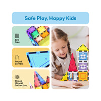 PicassoTiles Magnetic Tile Building Set with Windows and Doors - 21 Pieces
