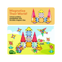 PicassoTiles Magnetic Tile Building Set with Windows and Doors - 21 Pieces