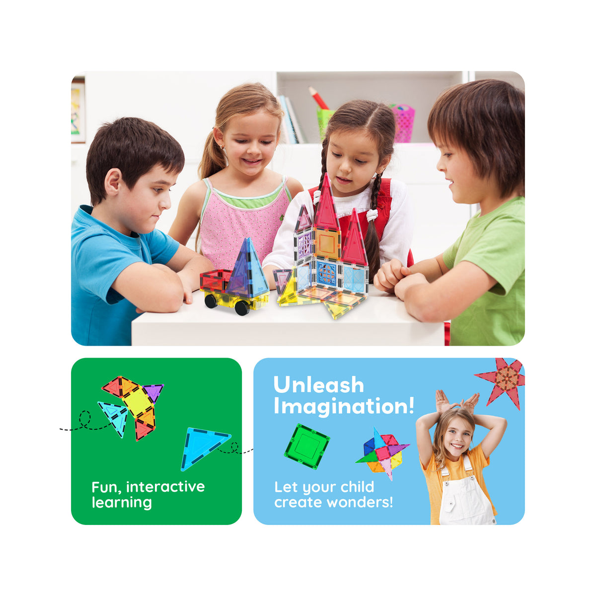 61pc Magnetic Tiles with Windows & Doors (PT05) | PicassoTiles