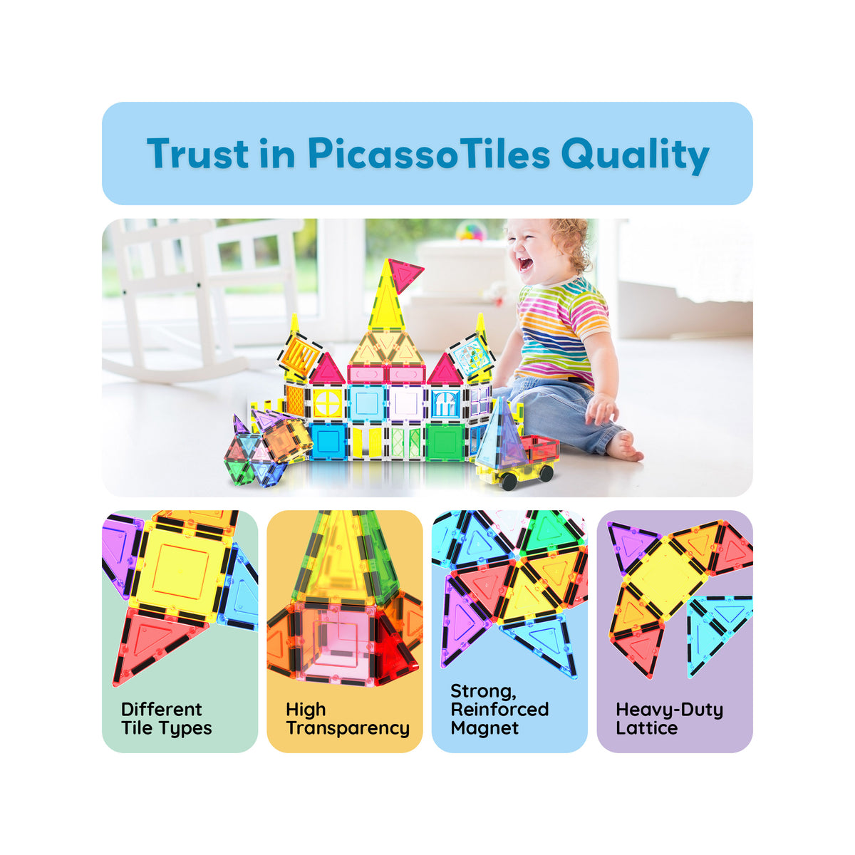 61pc Magnetic Tiles with Windows & Doors (PT05) | PicassoTiles