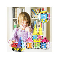 PicassoTiles Magnetic Tile Set with Windows, Doors, and Storage Bag - 101 Pieces
