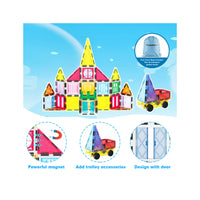 PicassoTiles Magnetic Tile Set with Windows, Doors, and Storage Bag - 101 Pieces