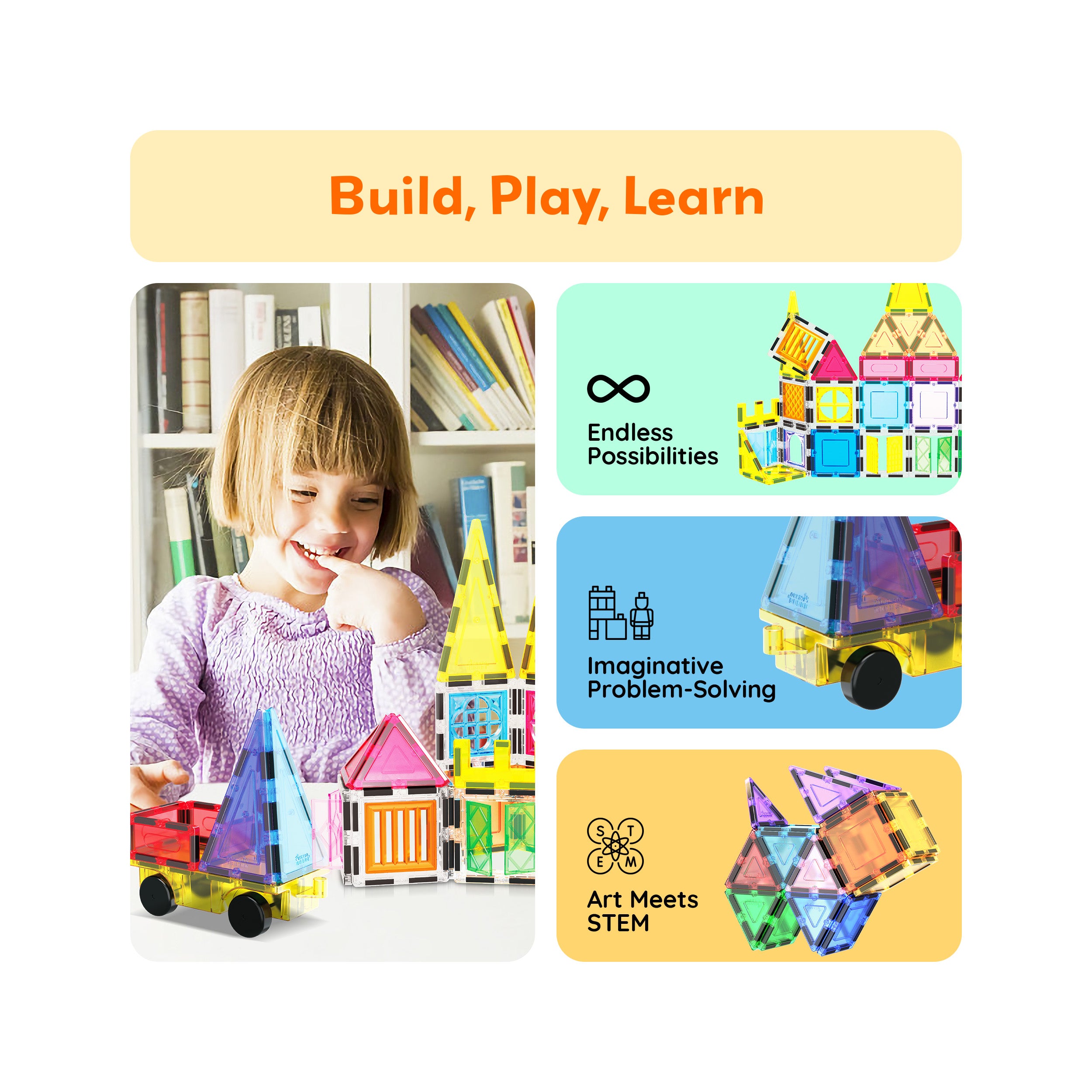 101pc Magnetic Tile Set with Windows & Doors + Bag | PicassoTiles