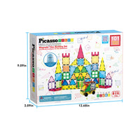PicassoTiles Magnetic Tile Set with Windows, Doors, and Storage Bag - 101 Pieces