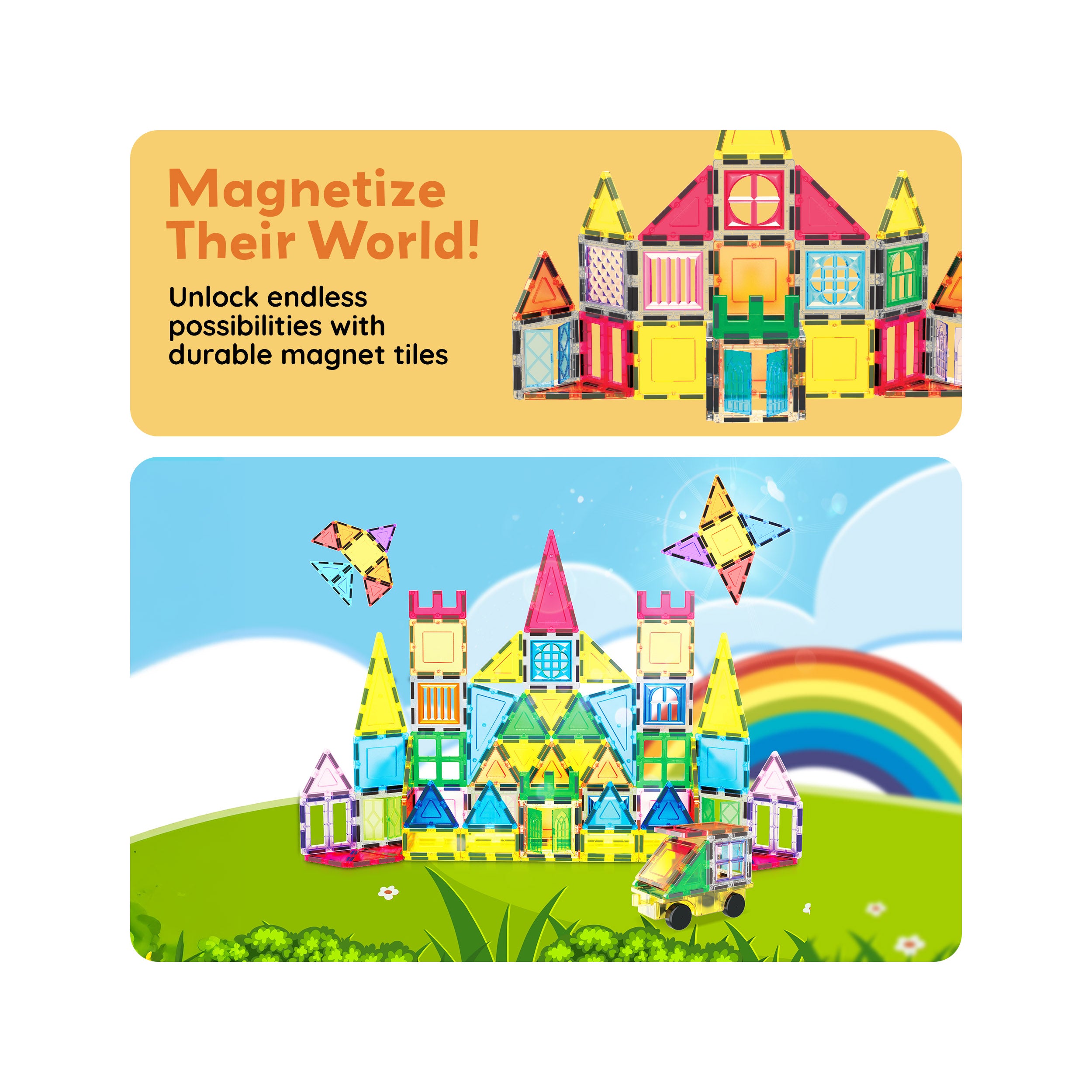 101pc Magnetic Tile Set with Windows & Doors + Bag | PicassoTiles