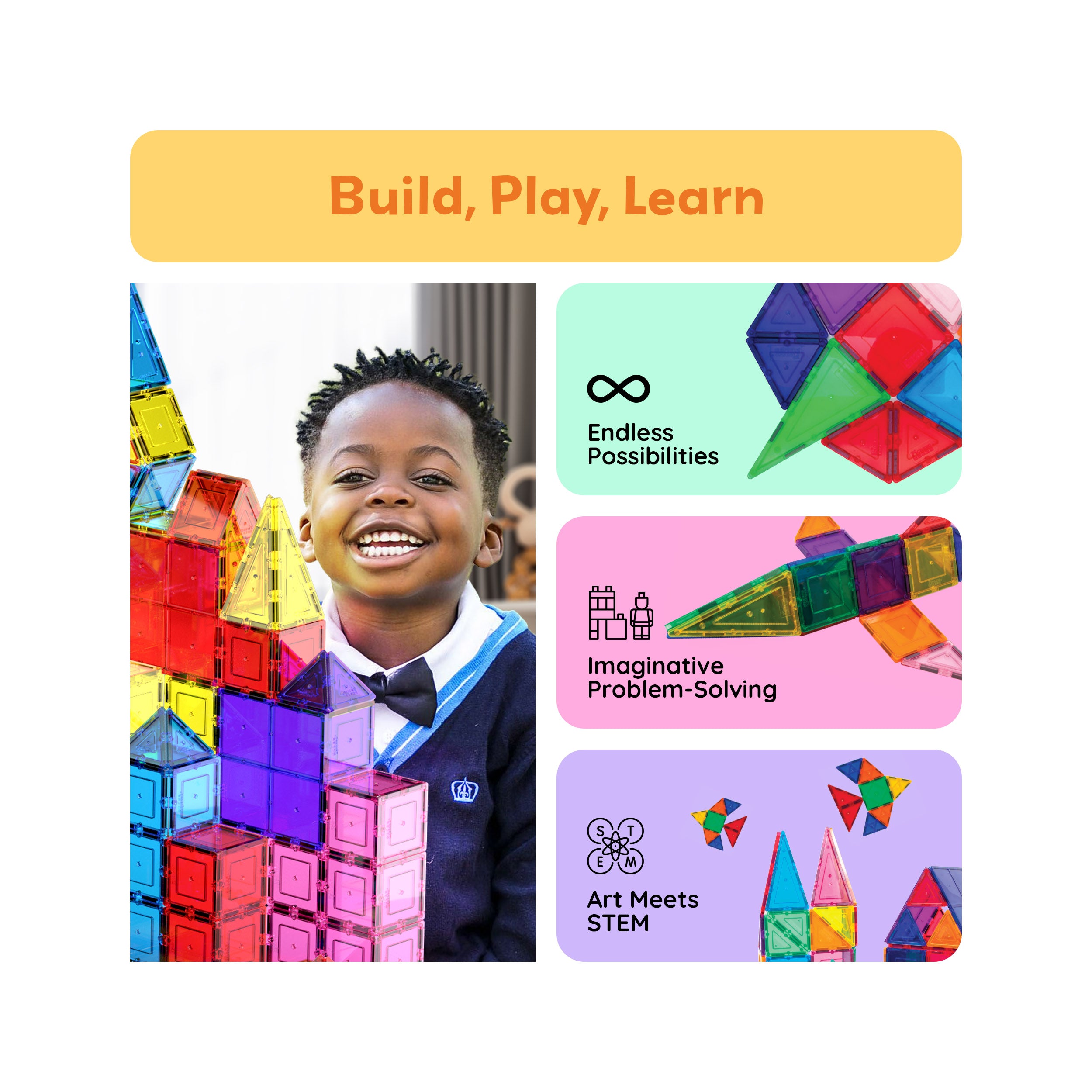 Classic Magnetic Tile Building Set 100pc | PicassoTiles