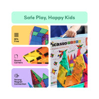PicassoTiles 100 Classic Piece Magnet Building Tiles