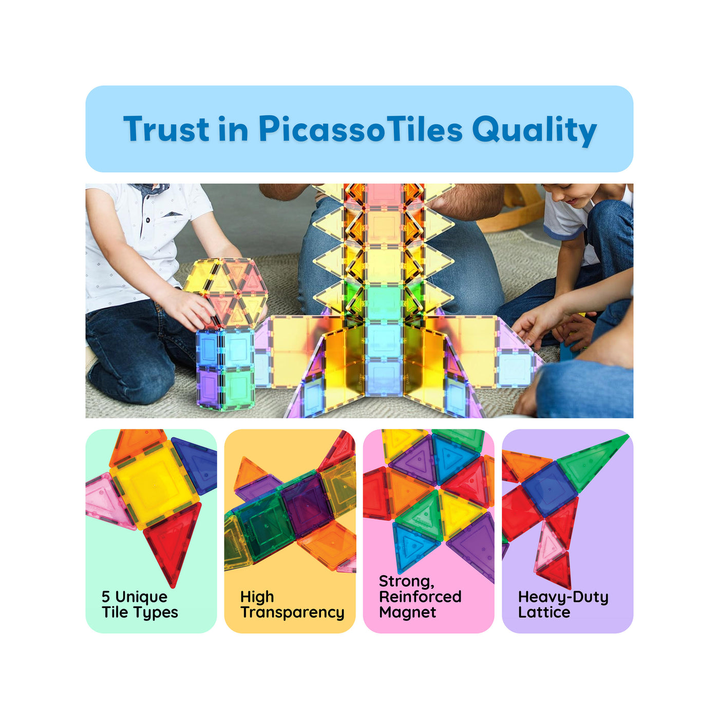 PicassoTiles 100 Classic Piece Magnet Building Tiles