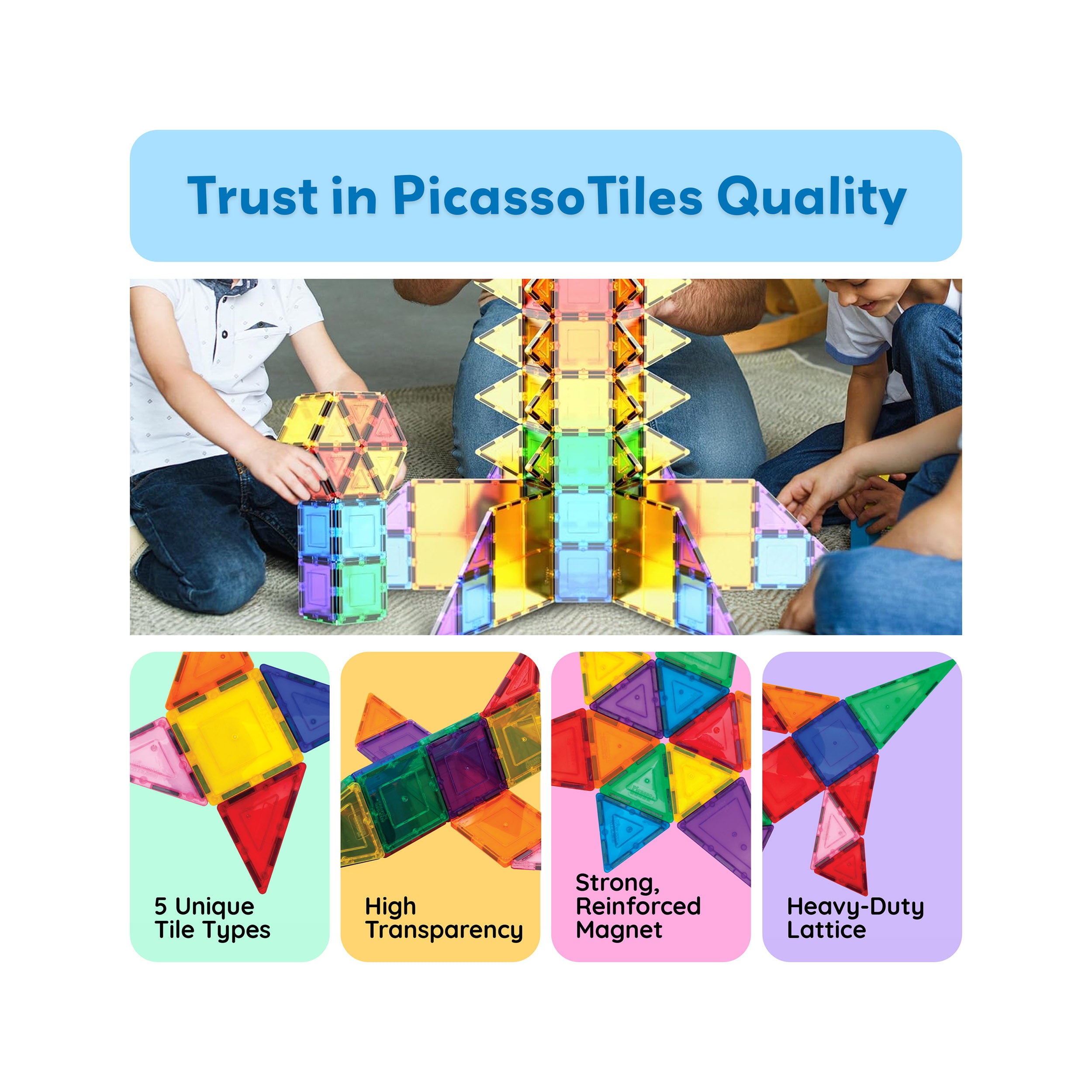 PicassoTiles 100 Classic Piece Magnet Building Tiles