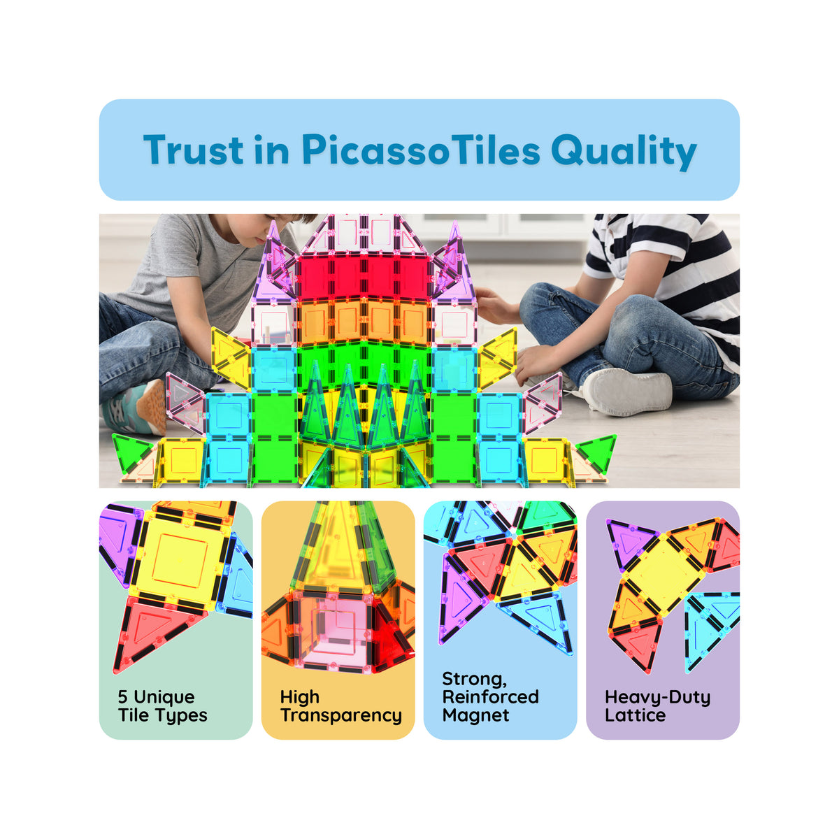 PicassoTiles 101pc Magnetic Tile Classic Building Blocks