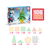 PicassoTiles 105pc Magnetic Tiles Holiday Christmas Tree Toy Set