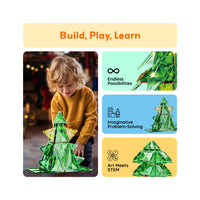 PicassoTiles 105pc Magnetic Tiles Holiday Christmas Tree Toy Set