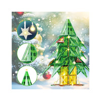 PicassoTiles - Christmas Tree Magnetic Tiles Set with String Lights - 106 Pieces