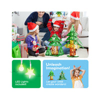 PicassoTiles 105pc Magnetic Tiles Holiday Christmas Tree Toy Set