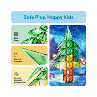 PicassoTiles 105pc Magnetic Tiles Holiday Christmas Tree Toy Set