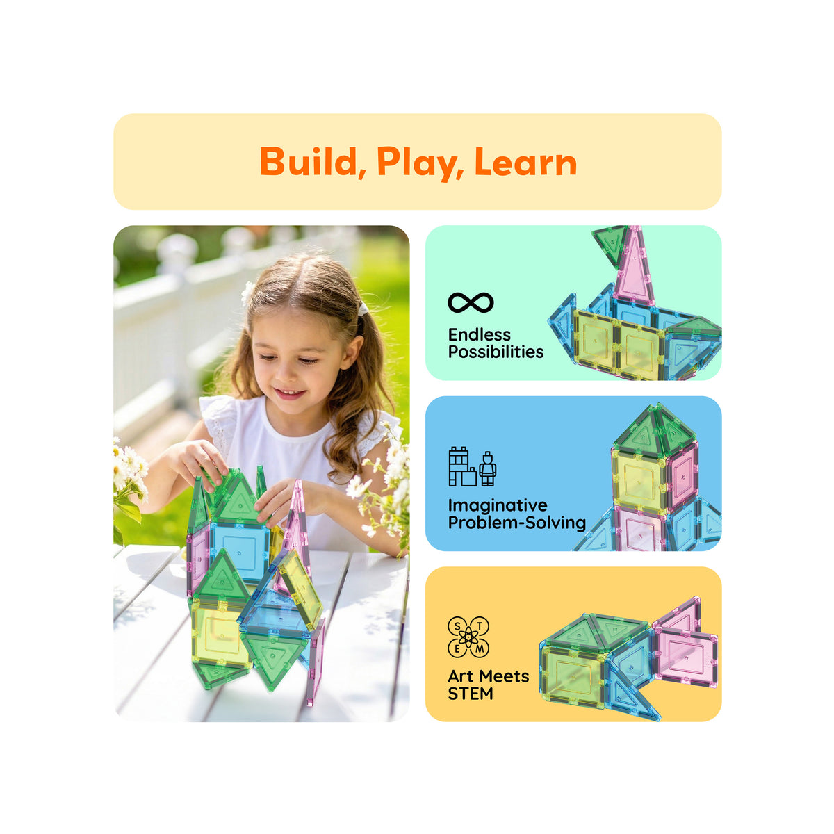 PicassoTiles 20PC Magnetic Tiles Set with Tin Case Ages 3+ · PicassoTiles