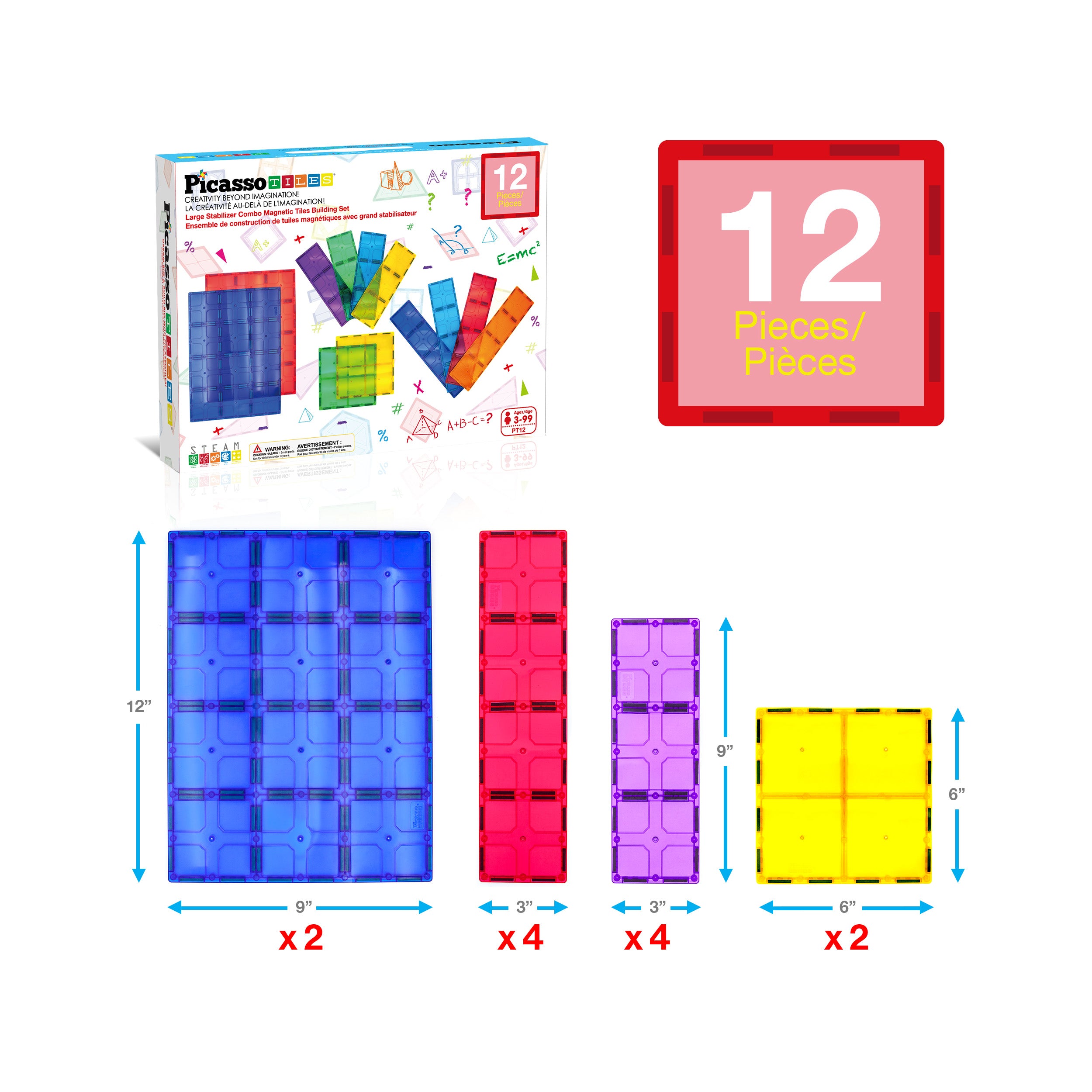 PicassoTiles Magnetic Tile XL Foundation Set