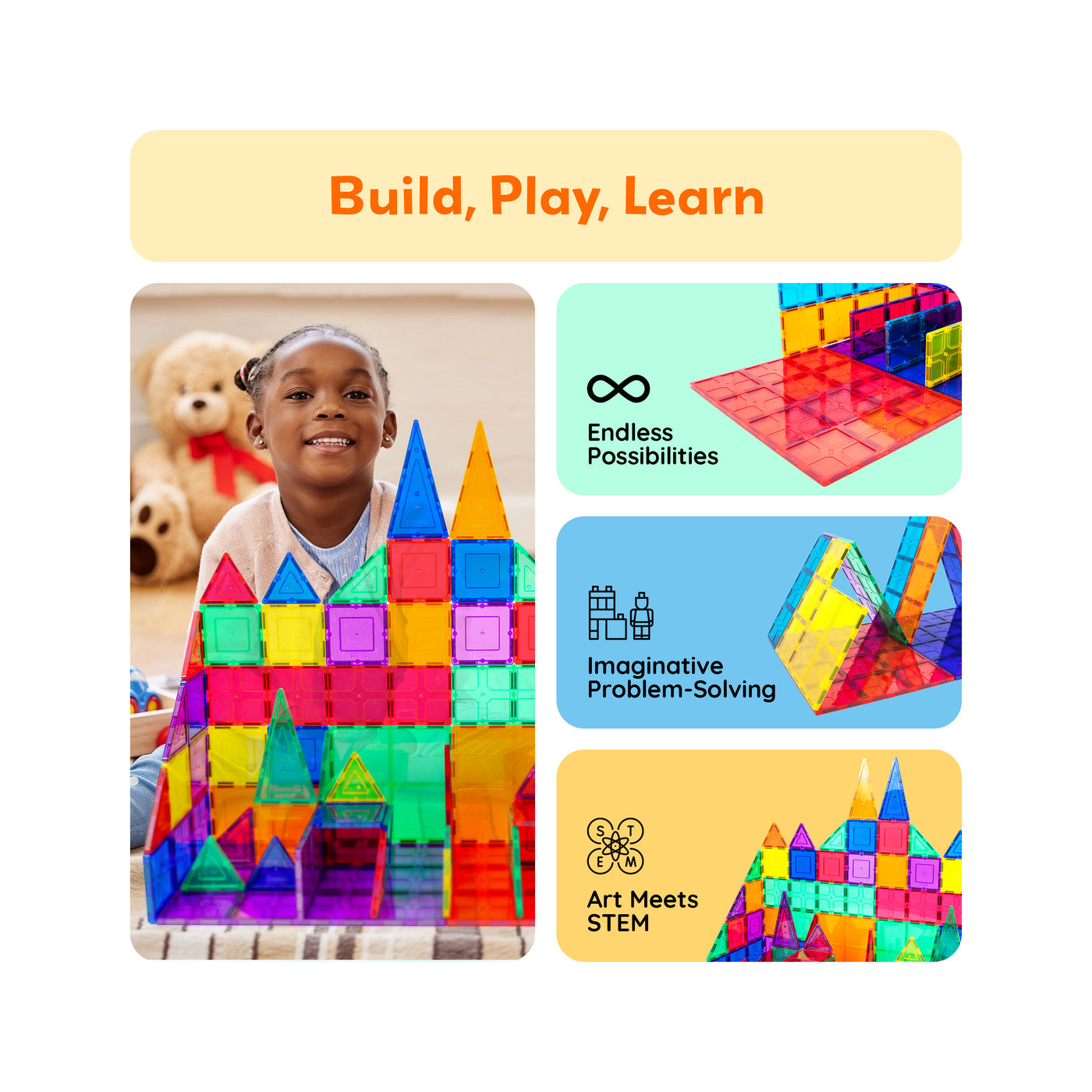 PicassoTiles Magnetic Tile XL Foundation Set