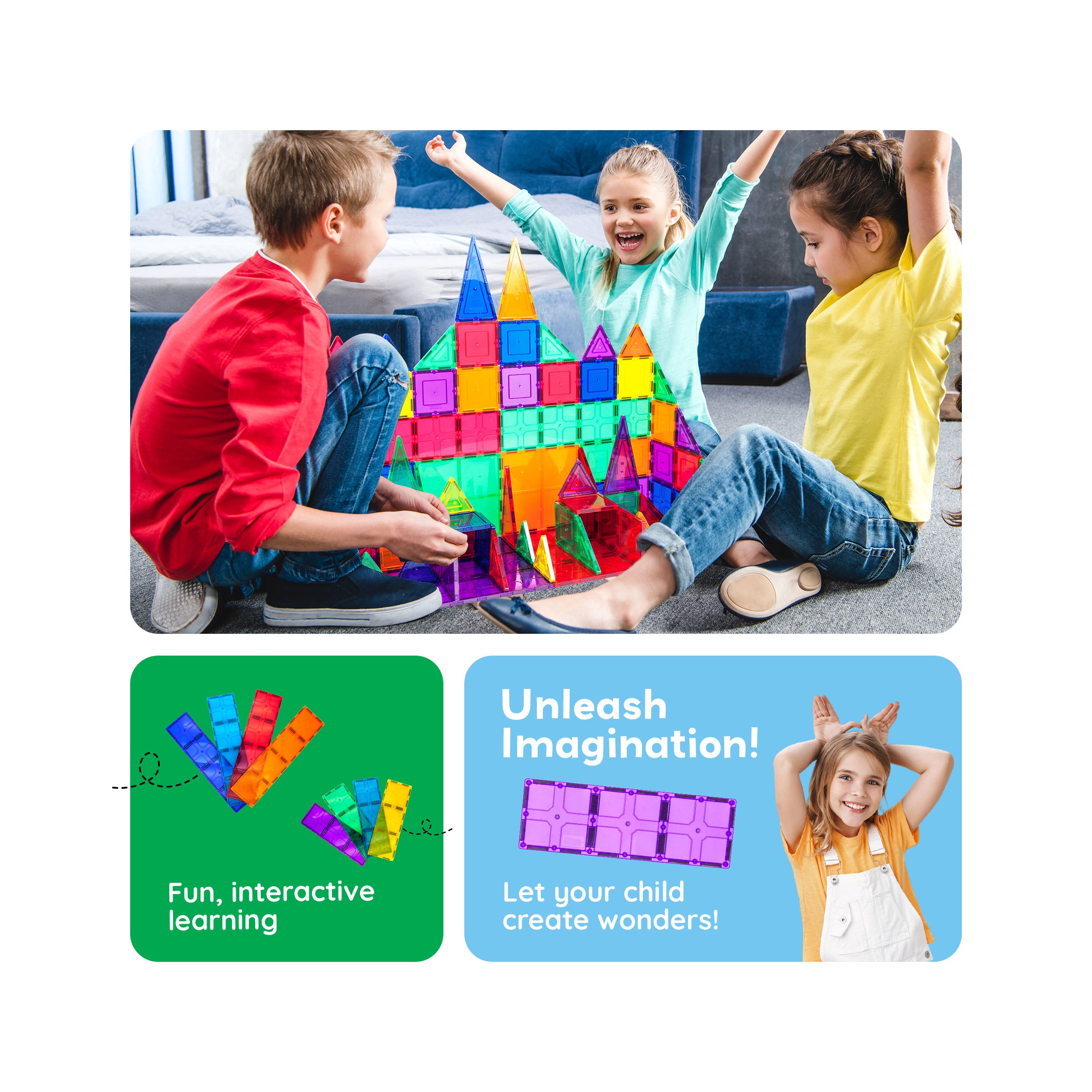 PicassoTiles Magnetic Tile XL Foundation Set
