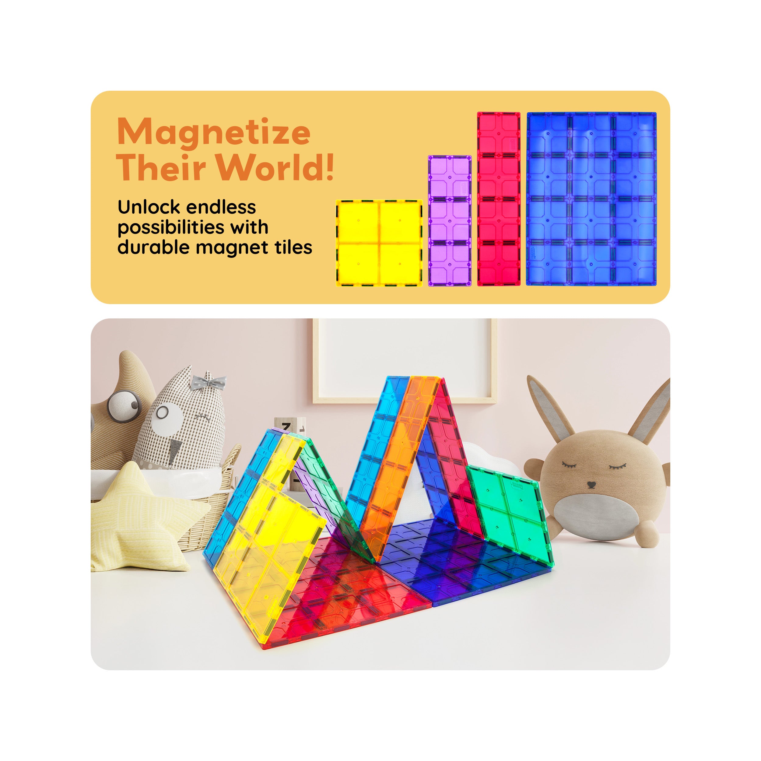 PicassoTiles Magnetic Tile XL Foundation Set