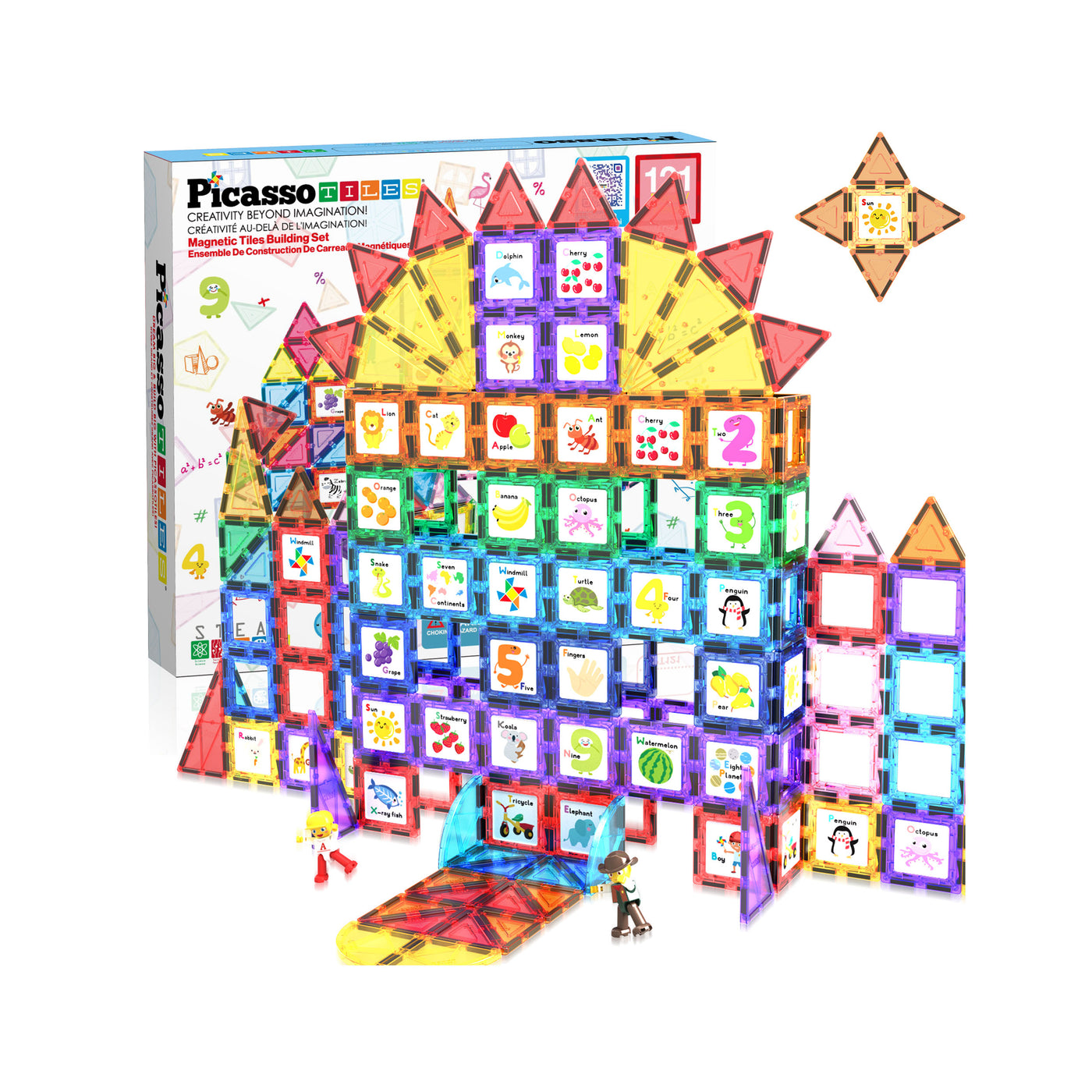 PicassoTiles Graphical Inserts 121 Piece Magnetic Building Block Set