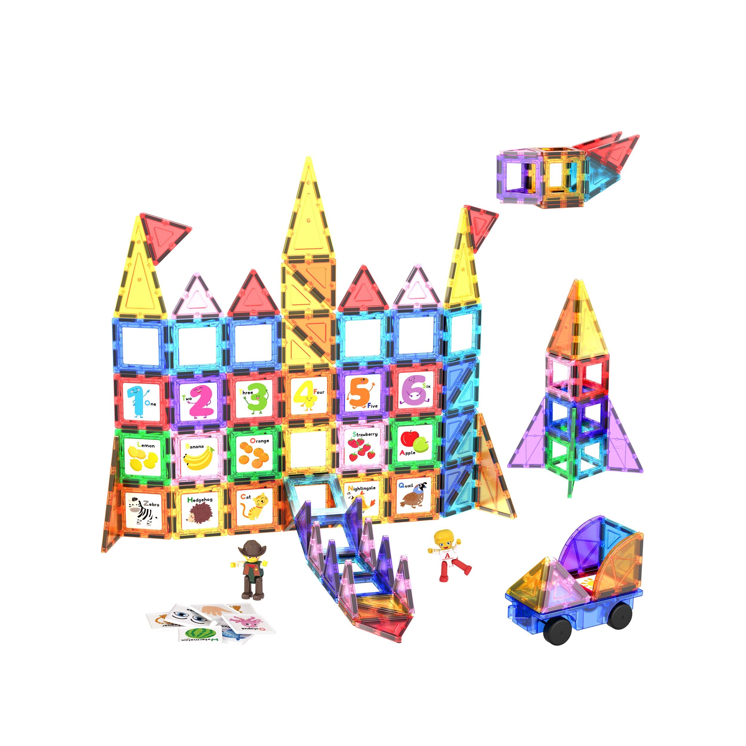 PicassoTiles Graphical Inserts 121 Piece Magnetic Building Block Set
