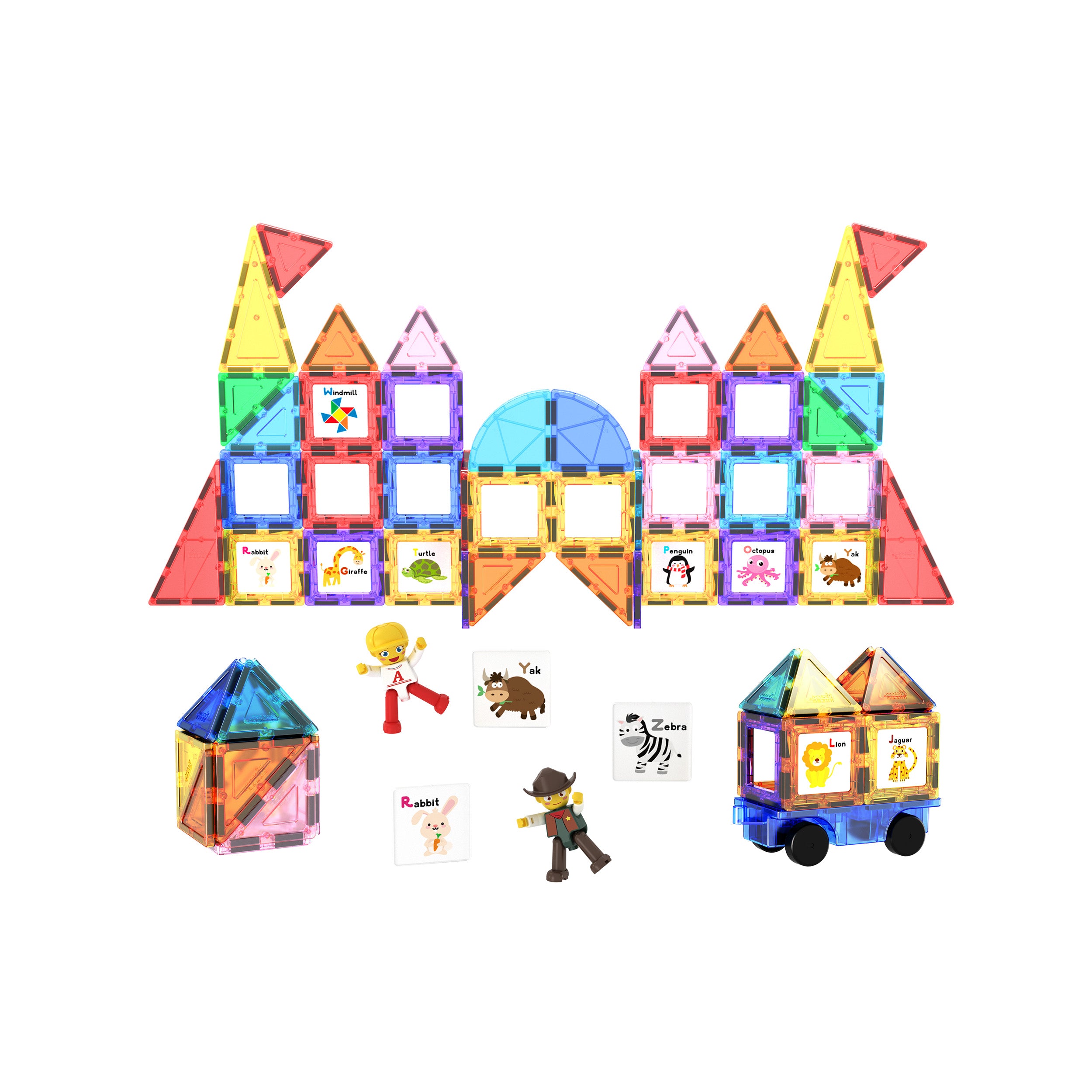 PicassoTiles Graphical Inserts 121 Piece Magnetic Building Block Set