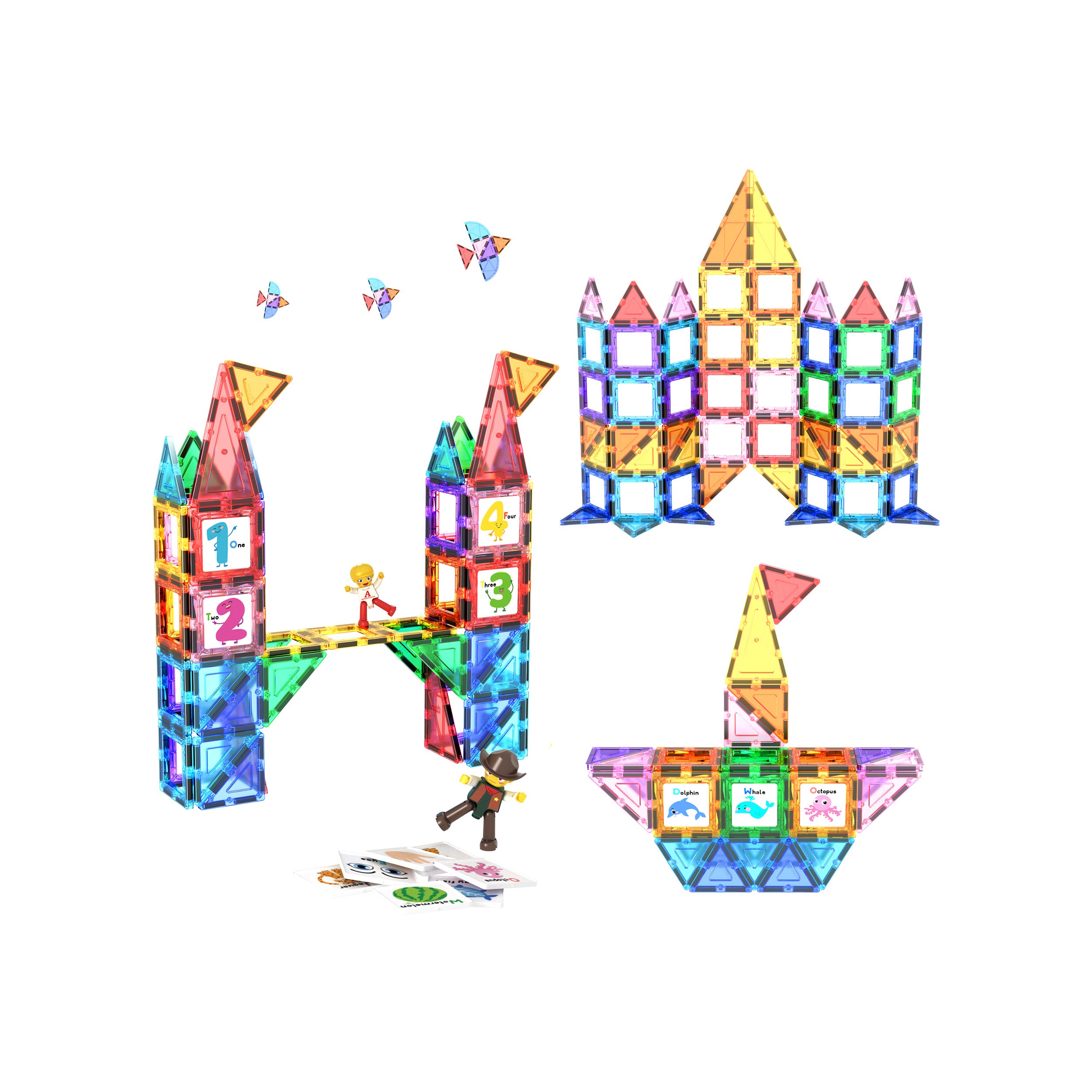 PicassoTiles Graphical Inserts 121 Piece Magnetic Building Block