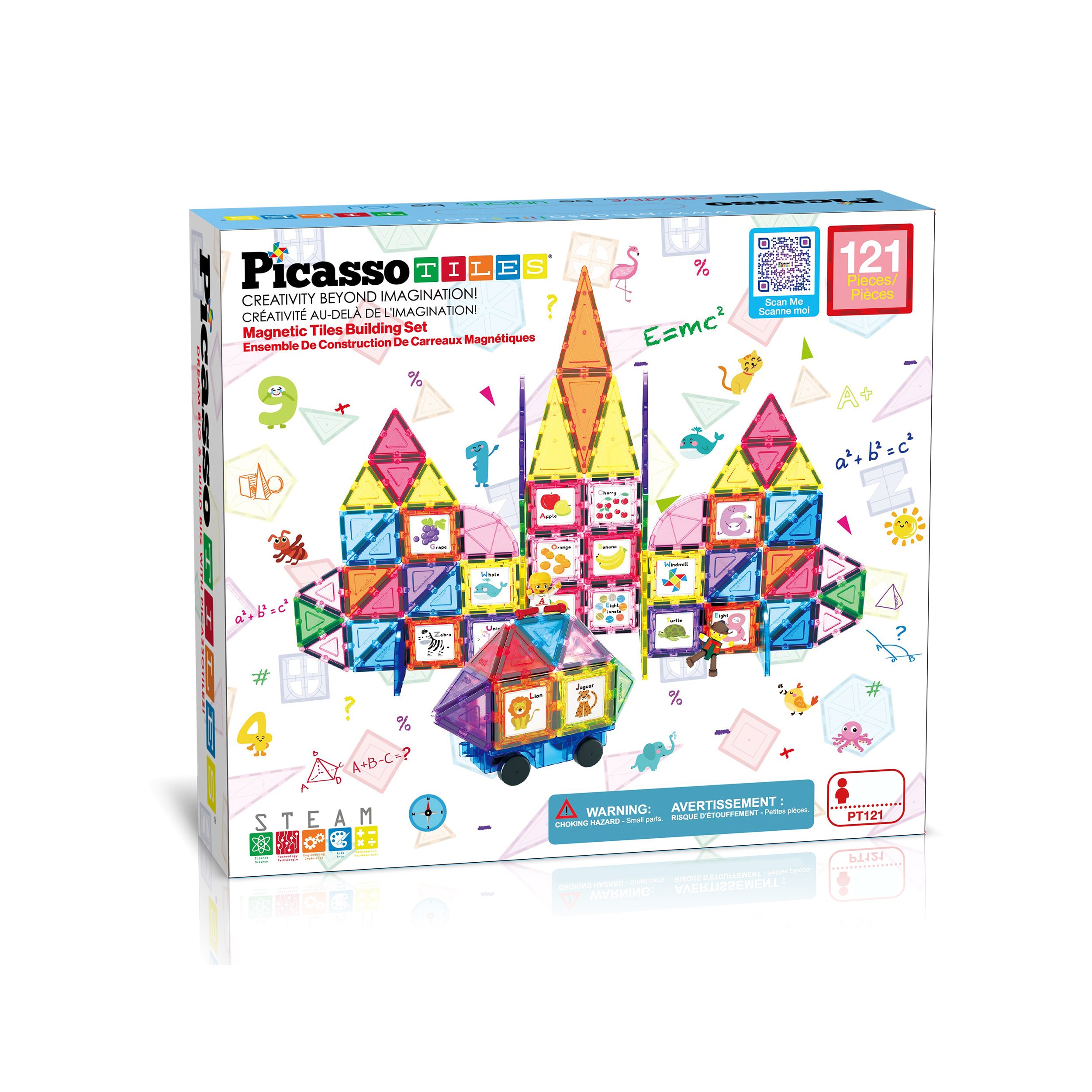 PicassoTiles Graphical Inserts 121 Piece Magnetic Building Block Set