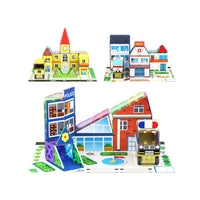 PicassoTiles Imaginative Magnet Tile Cityscape Set with Adhesive Backings