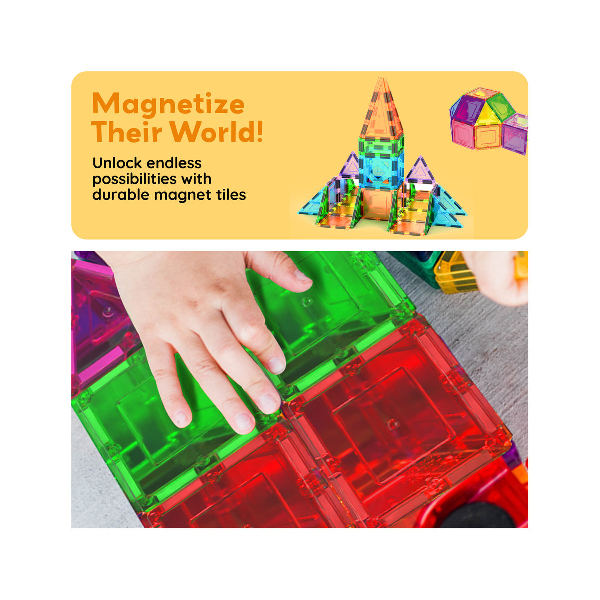 PicassoTiles 152pc Magnetic Tiles Mirror Tiles Design Set