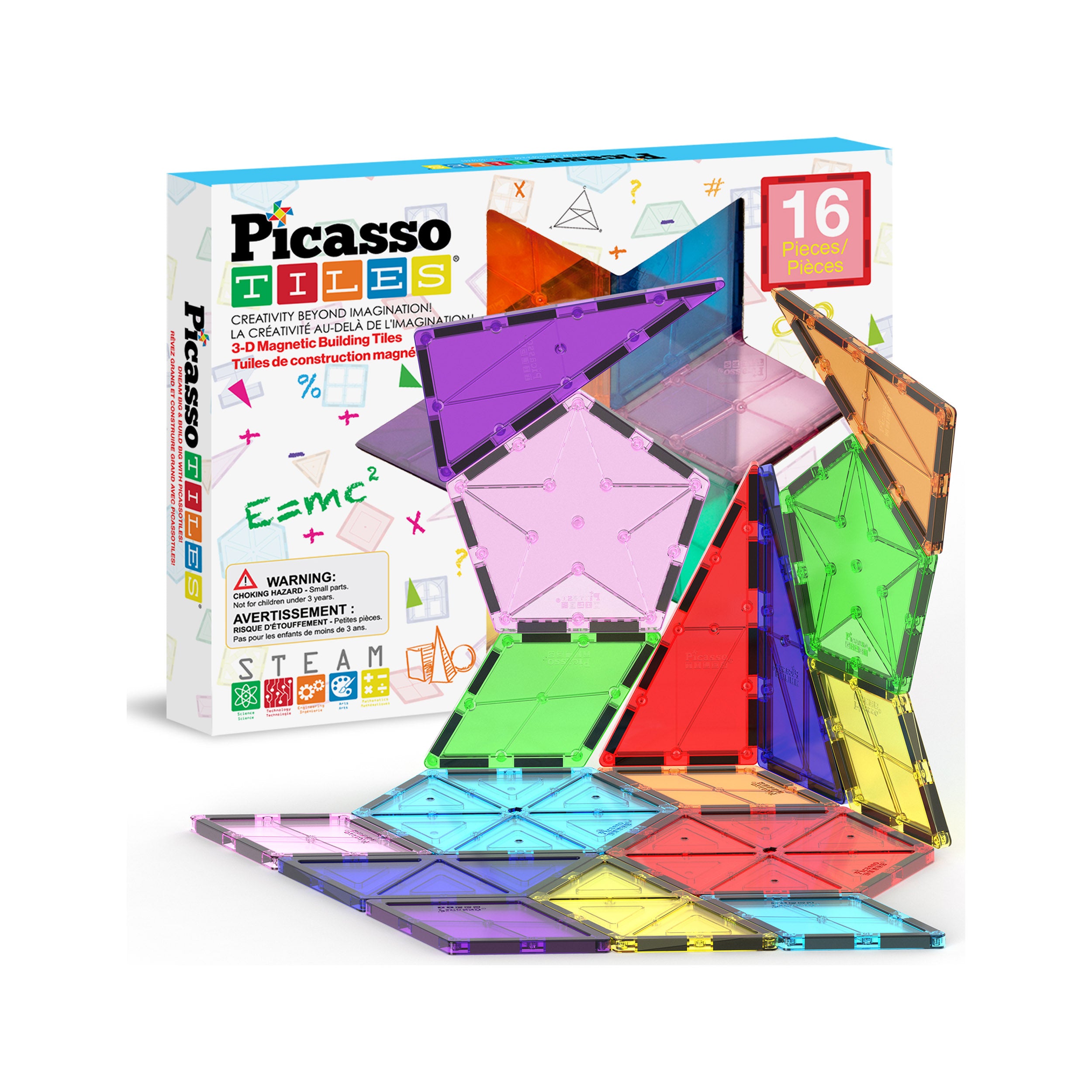 PicassoTiles Magnetic Tile Geometry Shape  Building Set
