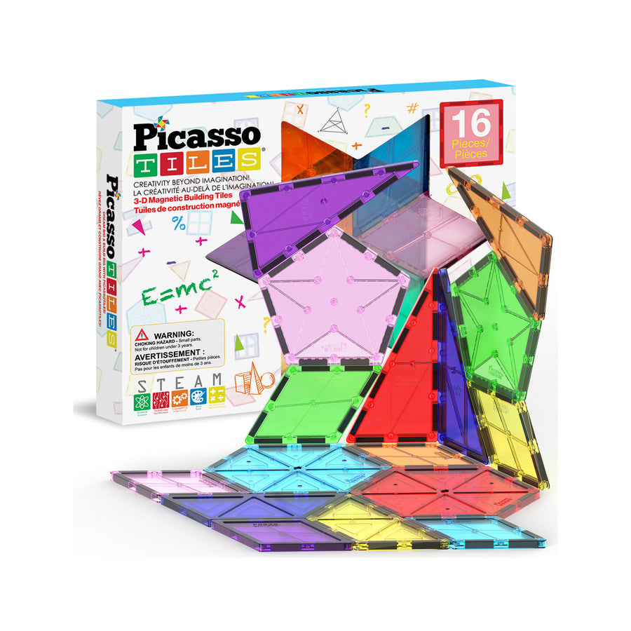 PicassoTiles Magnetic Tile Geometry Shape  Building Set